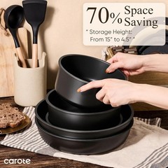 19-Piece Non-Stick Cookware Set with Detachable Handle & Induction Compatibility