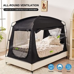 Privacy Blackout Tent for Adults Kids Sunproof Portable Bed Canopy Mesh Windows
