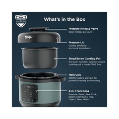 Ninja HyperHeat 8-in-1 6.5Qt Pressure Cooker PC200 Sage Leaf
