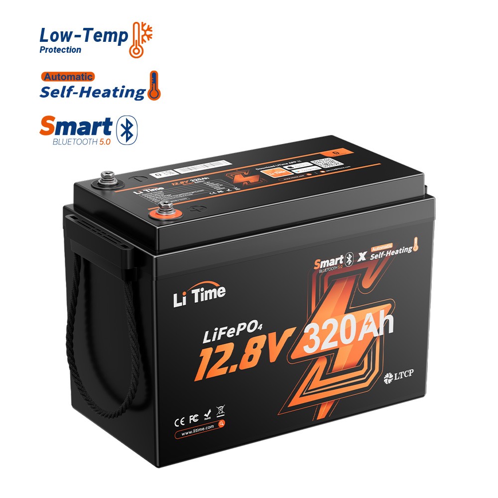 LiTime 12V 320Ah mini Self Heating Bluetooth Lithium Battery For RV Trailer