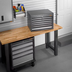 12 In. W X 6.5 In. D Silver Tread Plate Steel Clean-Up Caddy Garage Storage for