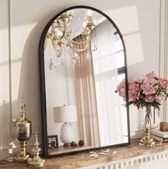16 in. W x 20 in. H Arched Framed Decorative Wall Mounted Bathroom Vanity Mirror