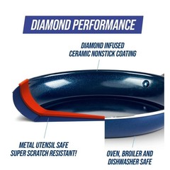 Blue Diamond 5QT Ceramic Nonstick Jumbo Sauté Pan with Lid – Toxin-Free, Dishwas