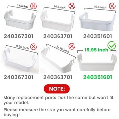 2-Pack 240323001 Door Bin Shelf White Lower ABS For Frigidaire Refrigerator