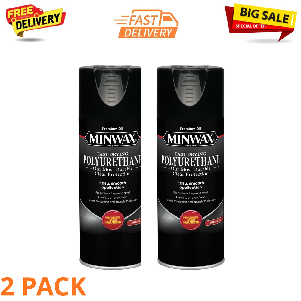 Fast-Drying Polyurethane Spray, Gloss, Clear 11.5 oz – Durable Protection, 2PACK