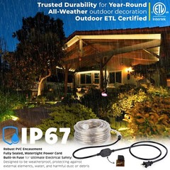 Warm White Thick LED Rope Light Indoor Outdoor 10/20/25/50/100/200/150/300FT ETL
