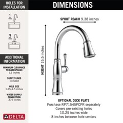 Delta Cassidy Pull-Down Kitchen Faucet Lumicoat Chrome-Certified Refurbished