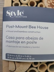 LOT OF 2 Style Selections Post Mount Bee House Wood Bamboo Heart Hotel