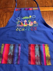 Ecuador Embroidered Apron Blue Andean Folk Art Woven Pockets Latin American