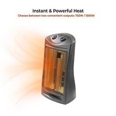 Comfort Zone Infrared Quartz Tower Space Heater with Adjustable Thermostat