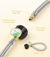 QCC1 2 Stage Automatic Changeover Regulator, 2×1.5FT + 4FT Hose Kit for RVs-USA