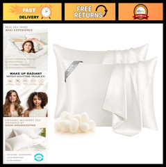 Set of 2 Pure Mulberry Silk Pillowcases – Soft, Durable, Anti-Aging, King Size 2