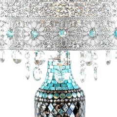 River of Goods Table Lamp Glorias Crystal Beaded Shade Mosaic Base 24.25 in. H