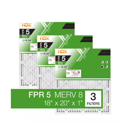 18 x 20 x 1 Standard Pleated Air Filter FPR 5, 3-Pack, Air Filters Replacement