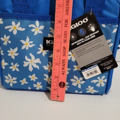Igloo Tote Cooler 9 Can Bag Blue Soft Sided White Yellow Floral Pocket Insulated