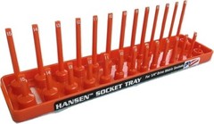 Hansen Global 1/4″ Drive Socket Tray Holder Set Metric SAE Standard Deep Orange