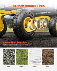 500lb Steel Yard Wagon 3.33cu.ft 10in Rubber Tires 180° Rotating Handle