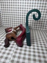 Vintage 3lb 12oz Heavy Cast Iron Rocking Horse Christmas Stocking Holder 6″×6″