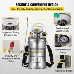 1.5Gal/6L Stainless Steel Sprayer Ground Cleaning Garden Brass Extension GREAT
