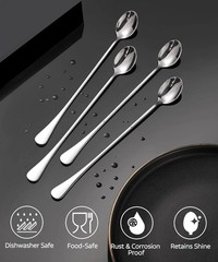 9.5-Inch Long Handle Spoon, Ice Tea Spoons, Ice Cream Spoon, Long Coffee Spoons,