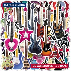 50Pcs Guitar Stickers, Cool Electric Guitar Bass Stickers for Kids Teens Adults,