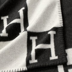 Hermes Avalon throw inspired blanket Classic Black/White Wool