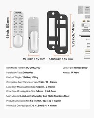 VEVOR Mechanical Keyless Entry Door Lock 14 Key Mechanical Keypad Door Knob