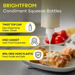4 Pack 16oz Condiment Squeeze Bottles Leak Proof for Sauce Oil Crafts BPA Free