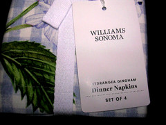 WILLIAMS SONOMA HYDRANGEA GINGHAM NAPKINS 100% COTTON TWILL SET OF 4 FOUR NWTAG