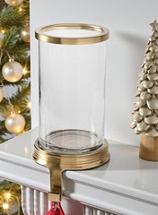 Pottery Barn Brass Hurricane Votive Stocking Holder 10.25″ NIB Candle Christmas