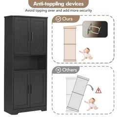 70” Tall Kitchen Pantry Cabinet Freestanding Storage Cabinet Adjustable Shelves