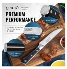 2pc CUTLUXE Steak Knife SET, ARTISIAN Series, FORGED German HIGH-CARBON Steel