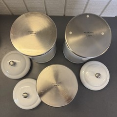 Williams Sonoma White Stoneware Canisters Set of Three: 2 Tall 1 Short NICE