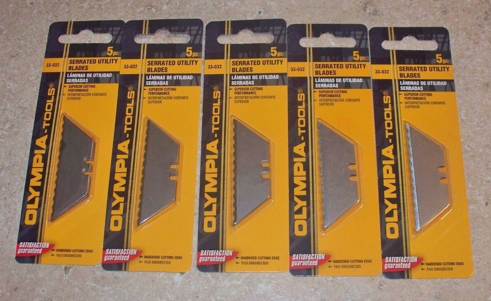 Lot of 5 Olympia Tools 33-032 5 Count Serrated Utility Blades for Box Knife