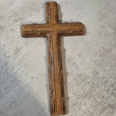 Vintage SyrocoWood Rugged Log Cross • 9.25″ Rustic Wall Decor • Made in USA 1950