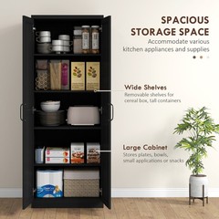 63″ Rustic 2-Door Kitchen Freestanding Storage Cabinet Pantry Shelves, Brown