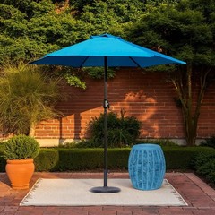 7.5 ft Outdoor Market Patio Umbrella with Crank, 6 Ribs, Sky Blue