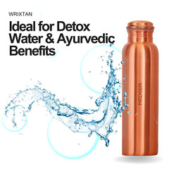 Wrixtan Plain Classic Copper Water Bottle – 34 oz | Pure Copper & Leak-Proof