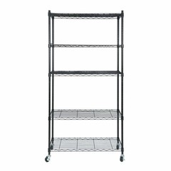 2PCS 5-Tier Shelves Wire Unit Rack Large Space Storage Rolling with 8 Casters