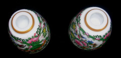 WILLIAMS SONOMA FAMILLE ROSE TINY TAPER HOLDERS SET OF 2 PORCELAIN NEW/ORIGPKG