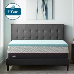 Lucid 2″ Cooling Gel with Aloe Plush Memory Foam Twin Mattress Topper Premium