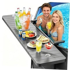 Poolside Bar Table for Above Ground Pool, 49.4×9.6 Outdoor Hanging Swim-Up