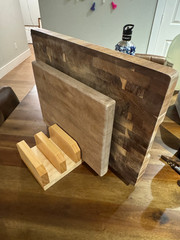 Handmade Pine Cutting Board Holder 4-Slot Countertop Organizer Tung Oil Finish