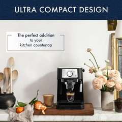 DeLonghi 33.8 Ounces Semi-Automatic Espresso Machine Black Stilos 15-Bar