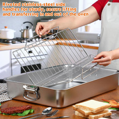 Extra Large Stainless Steel Turkey Roaster with Detachable Rack 23.6″x15.7