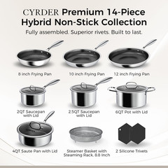 14-Piece Nonstick Hybrid Hex Cookware Set – Induction & Oven Safe, PFOA Free