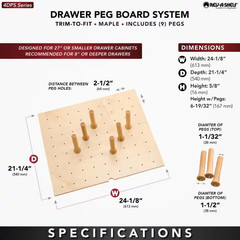 24.25 In. W X 6.63 In. H X 21.25 In. D Natural Brown Trimmable Pegboard Drawer O