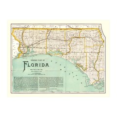 Old Map of Florida 1890 – Vintage Florida Art