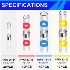 252PCS Heat Shrink Solder Seal Wire 252PCS, white, red, blue, yellow