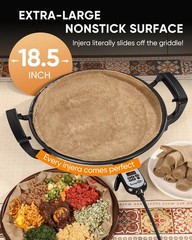 18.5″ Ethiopian Injera Maker Mitad (Mogogo) Electric Griddle Adjustable Tempe…